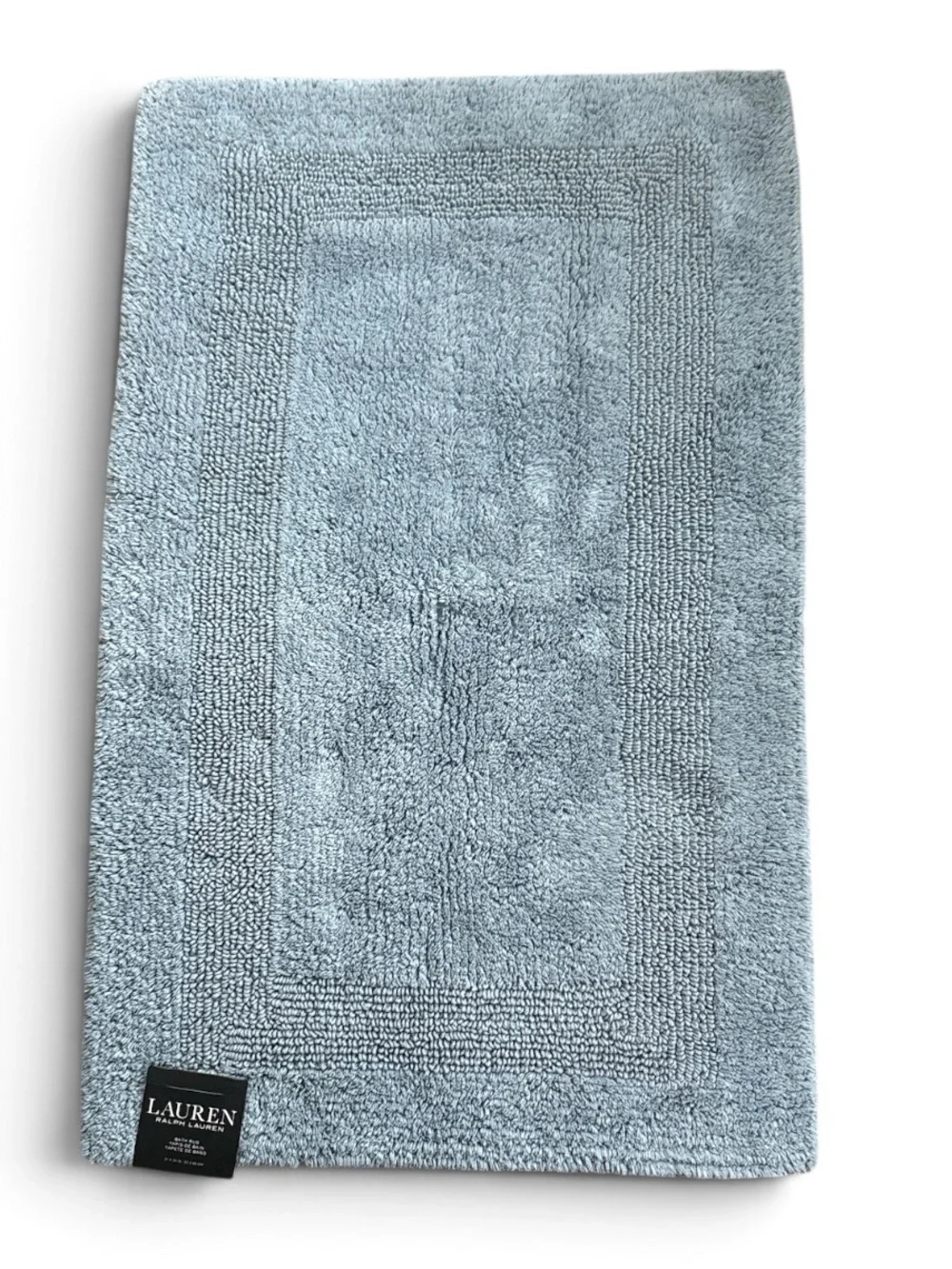 Lauren Ralph Lauren Blue Gray Plush Bath Rug 100% Cotton 21 x 34”